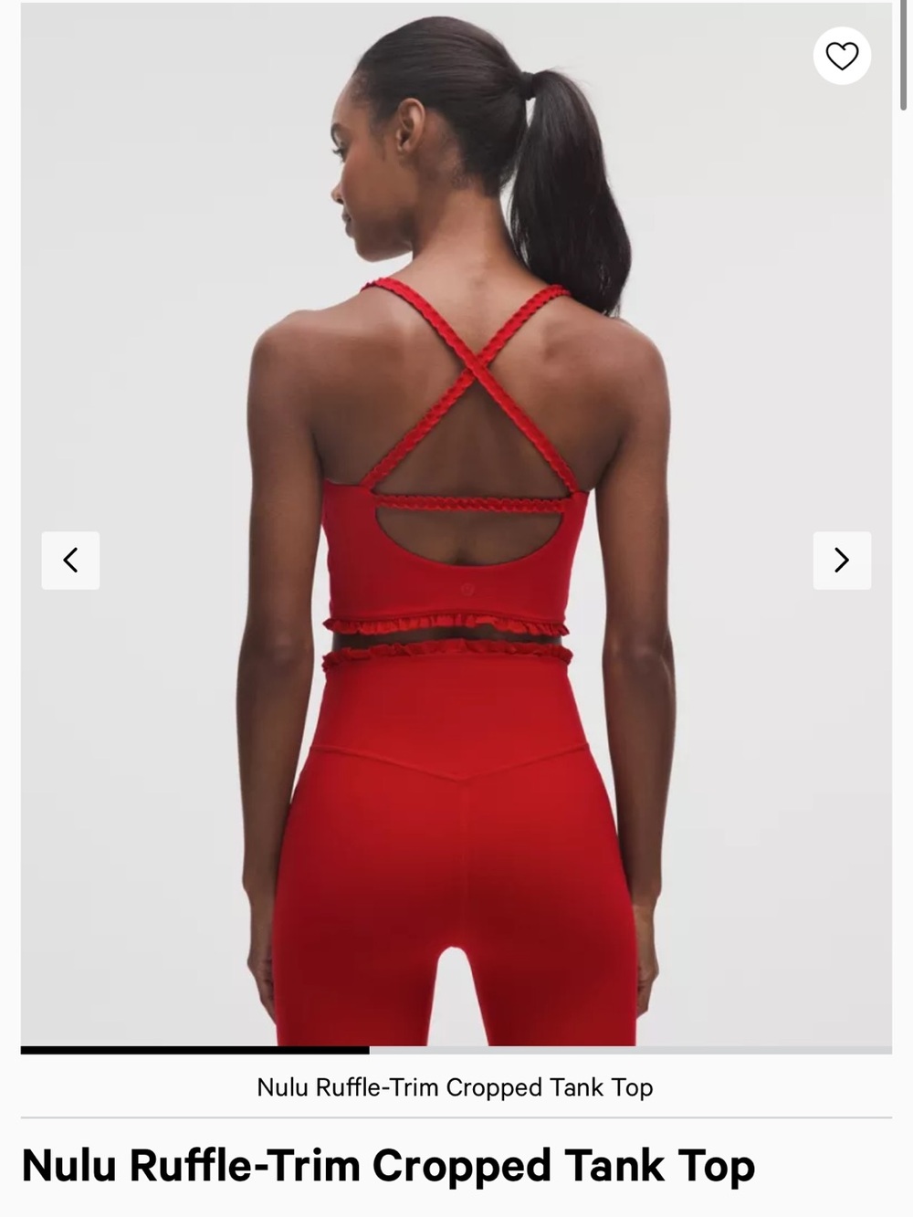 Lululemon Nulu Ruffle Trim Cropped Tank Top